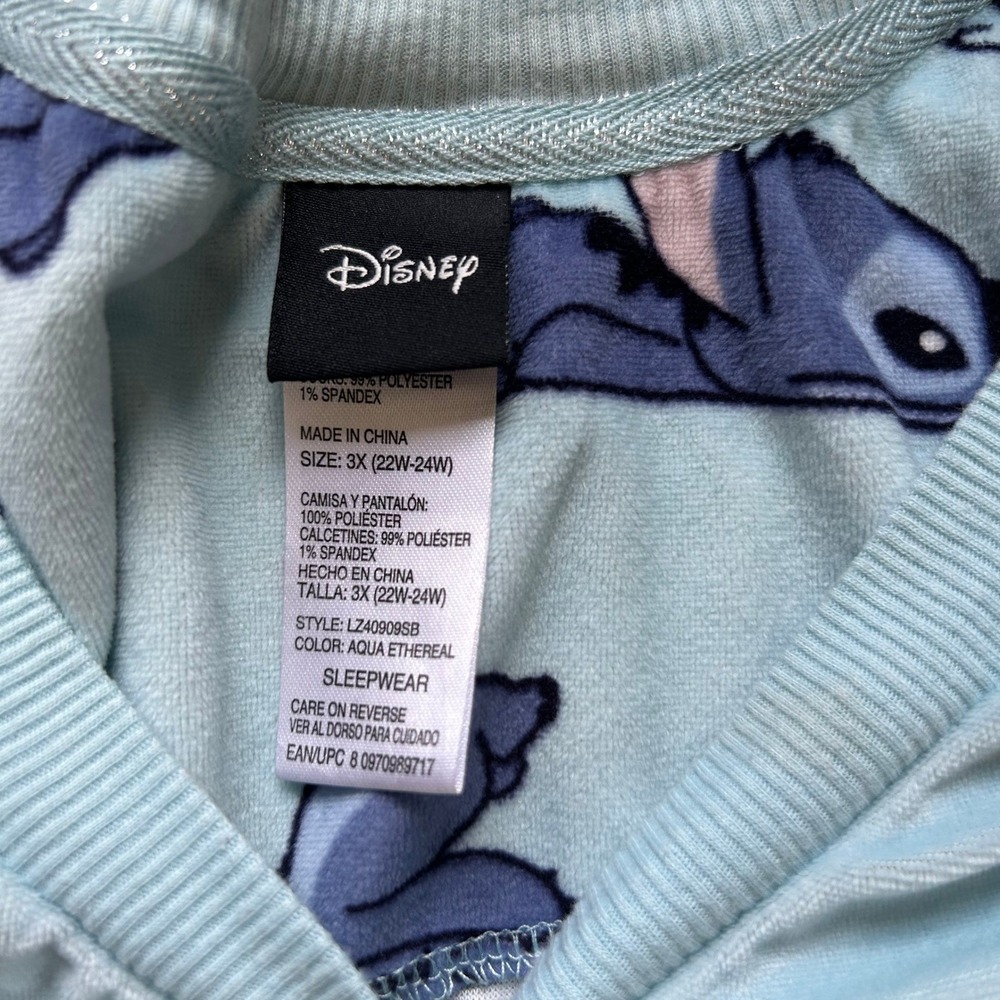 Disney Lilo & Stitch Aqua Ethereal Pajama Set 3X Henley Top Jogger Pants - Picture 9 of 10